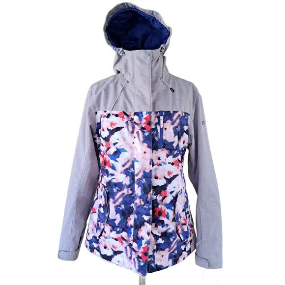 ROXY JETTY Snowboard Jacket Small Mazarine Blue Mind Jingle Floral *SHELL ONLY* - Picture 3 of 14